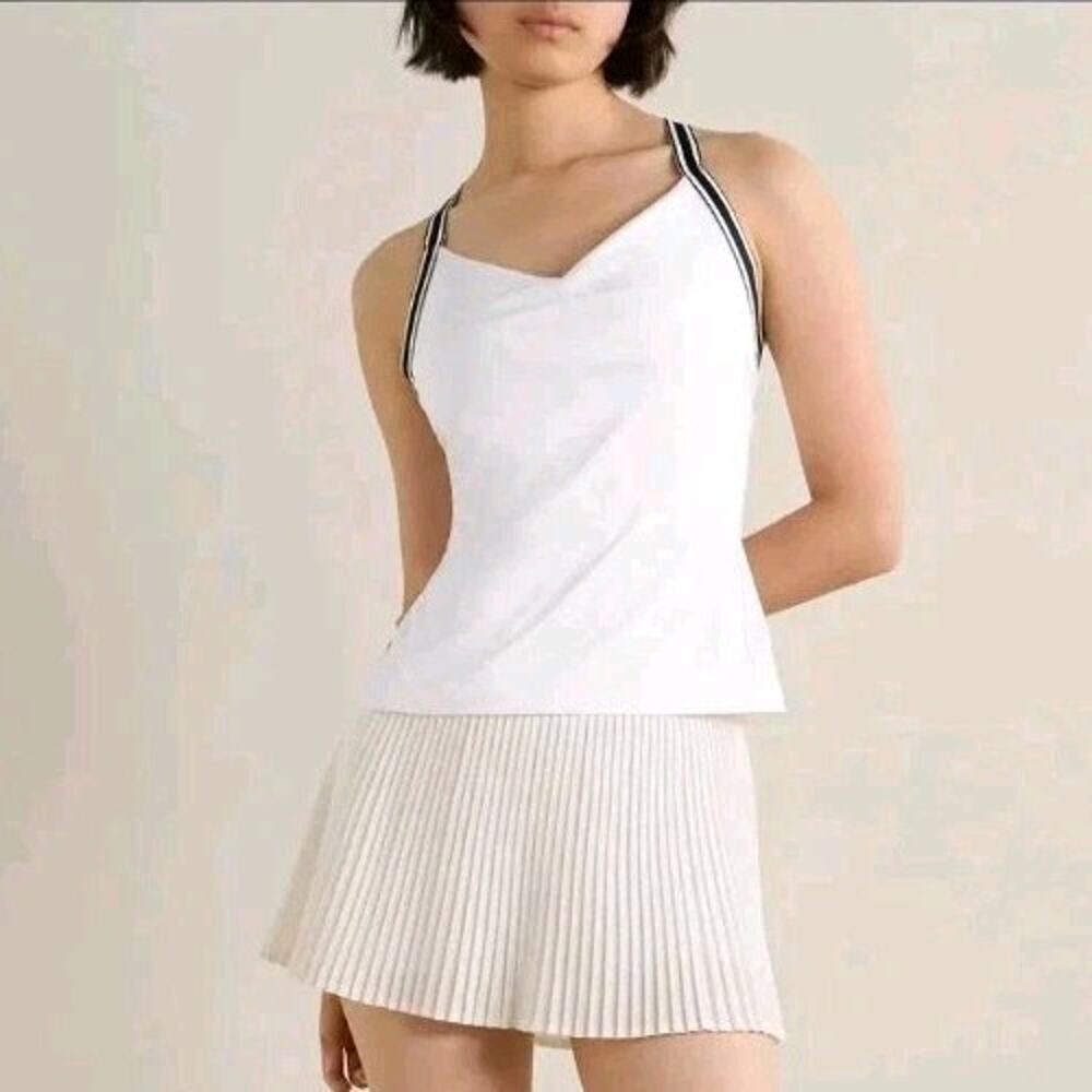 Tory Burch Sport Performance Tennis Tank Top Small Built In Bra Soft White Women